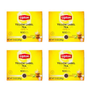 Lipton Tea Bags | Yellow Label Black Tea | Loose Leaf | International Blend | Lipton Unsweetened Instant Chai | 200 Grams (Pack of 4)