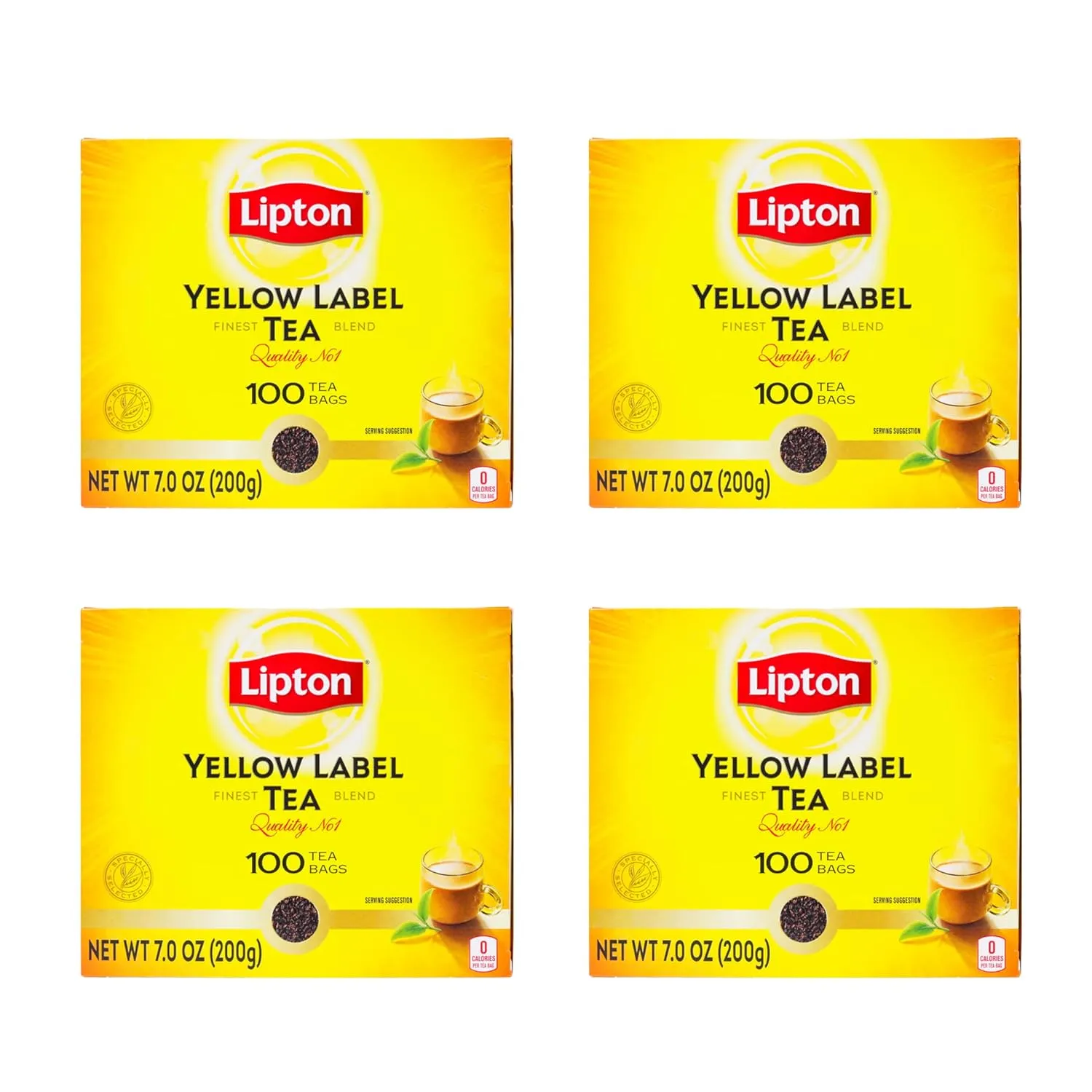 Lipton Tea Bags | Yellow Label Black Tea | Loose Leaf | International Blend | Lipton Unsweetened Instant Chai | 200 Grams (Pack of 4)