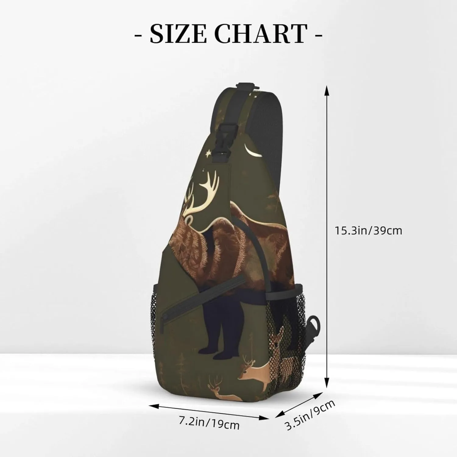 Lodge Bear Deer Unisex Casual Diagonal Chest Bag,Multipurpose Crossbody Shoulder Bag Travel Hiking Daypack