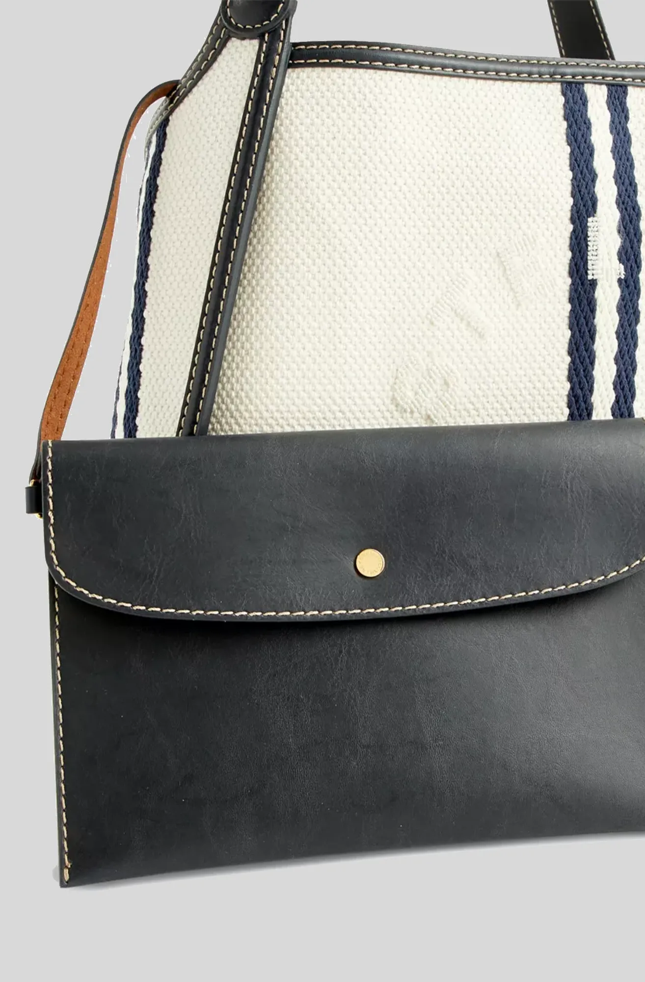 LOGO ECO STRIPED COTTON TOTE