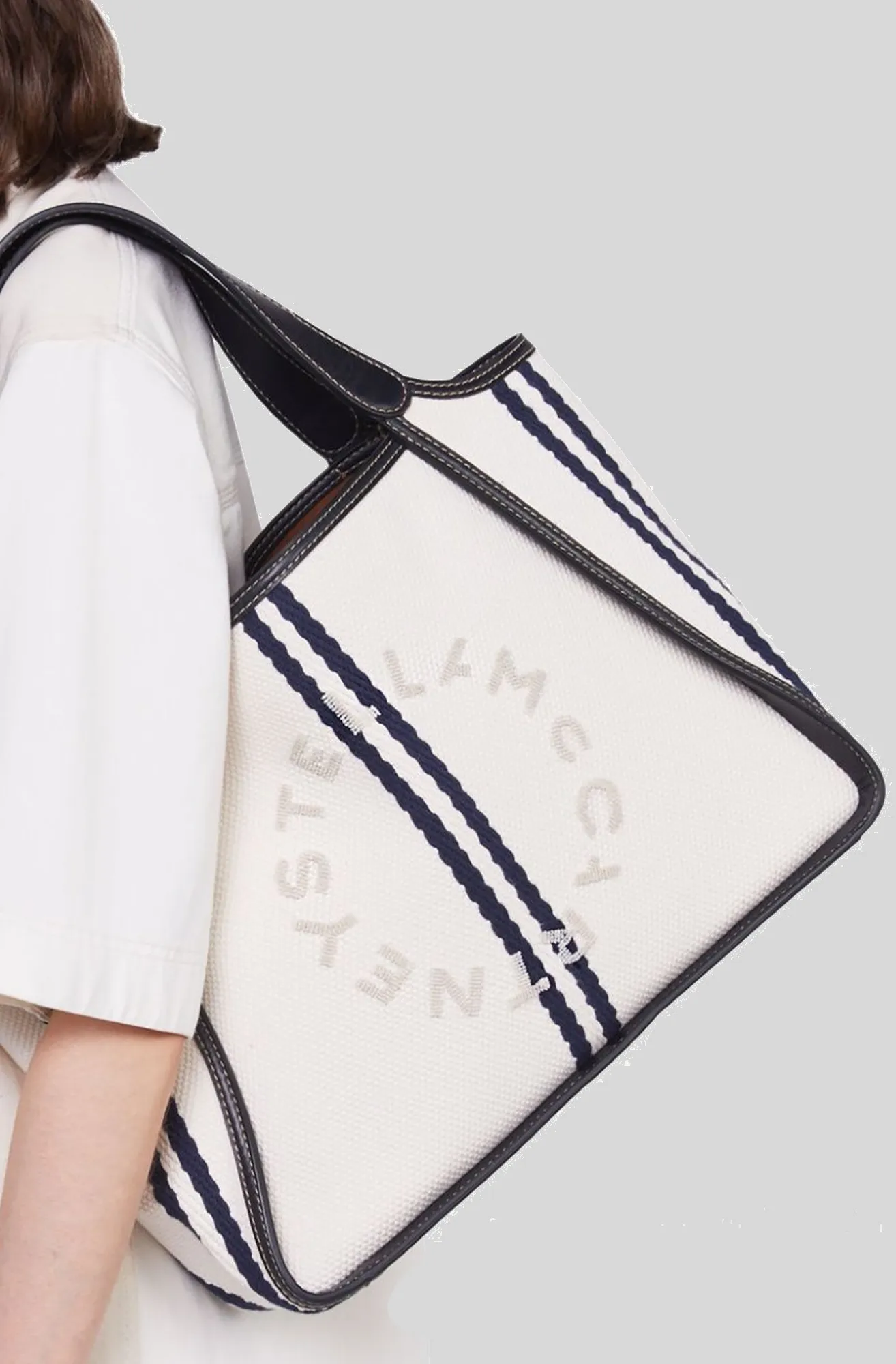 LOGO ECO STRIPED COTTON TOTE