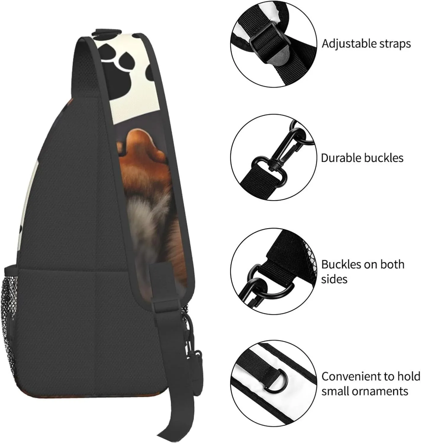 Lover Dog Paws Unisex Casual Diagonal Chest Bag,Multipurpose Crossbody Shoulder Bag Travel Hiking Daypack