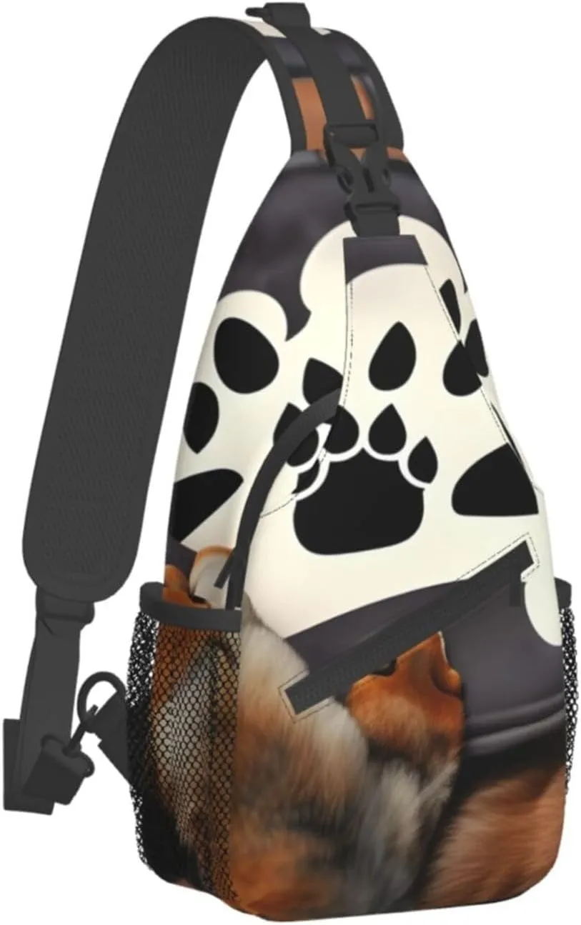 Lover Dog Paws Unisex Casual Diagonal Chest Bag,Multipurpose Crossbody Shoulder Bag Travel Hiking Daypack