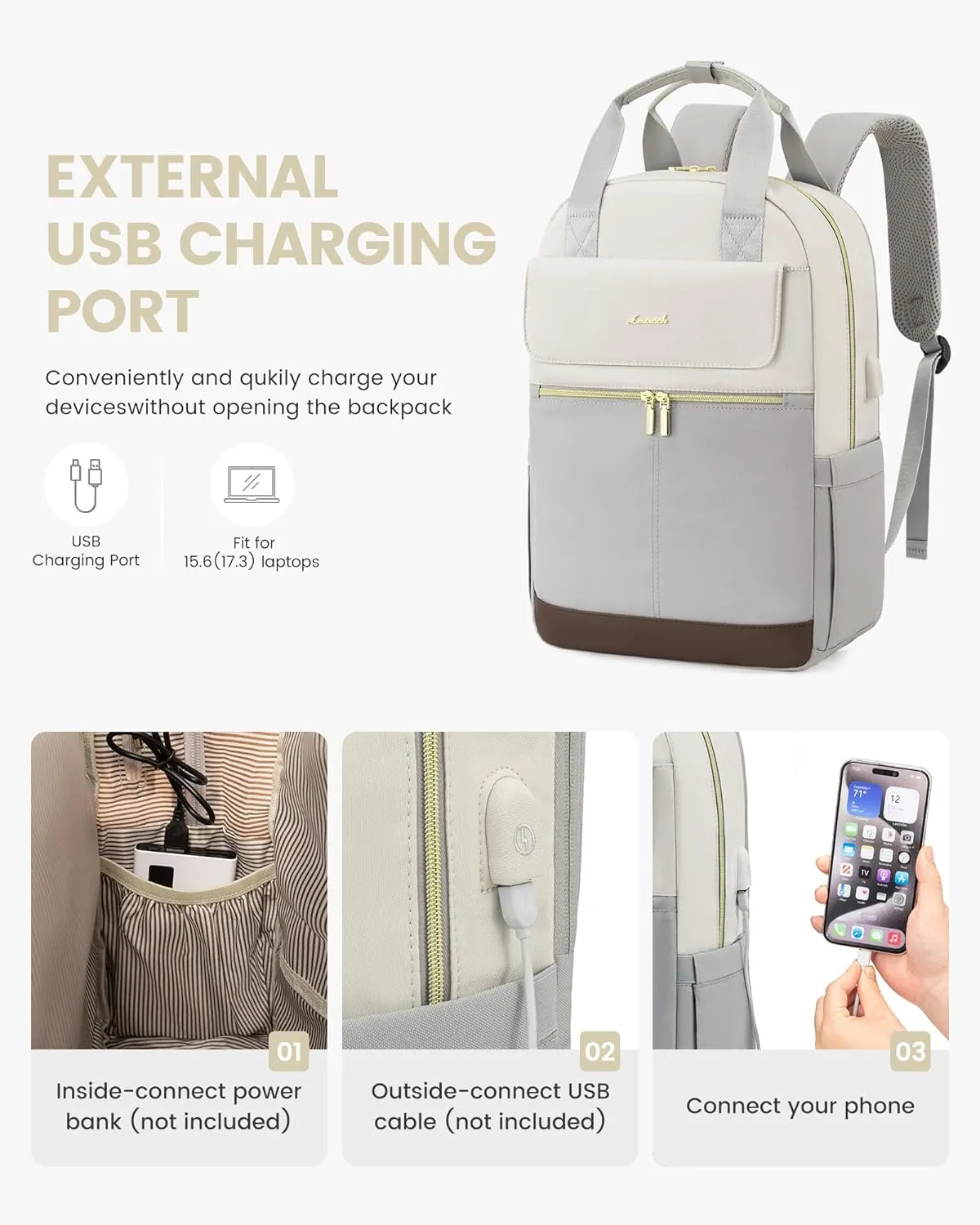 LOVEVOOK Laptop Backpack for Women, 15.6inch Laptop Bag with USB Port, Waterproof Travel Work Backpack Purse, Anti-Theft Backpacks Casual Computer Daypack Nurse Teacher Bag