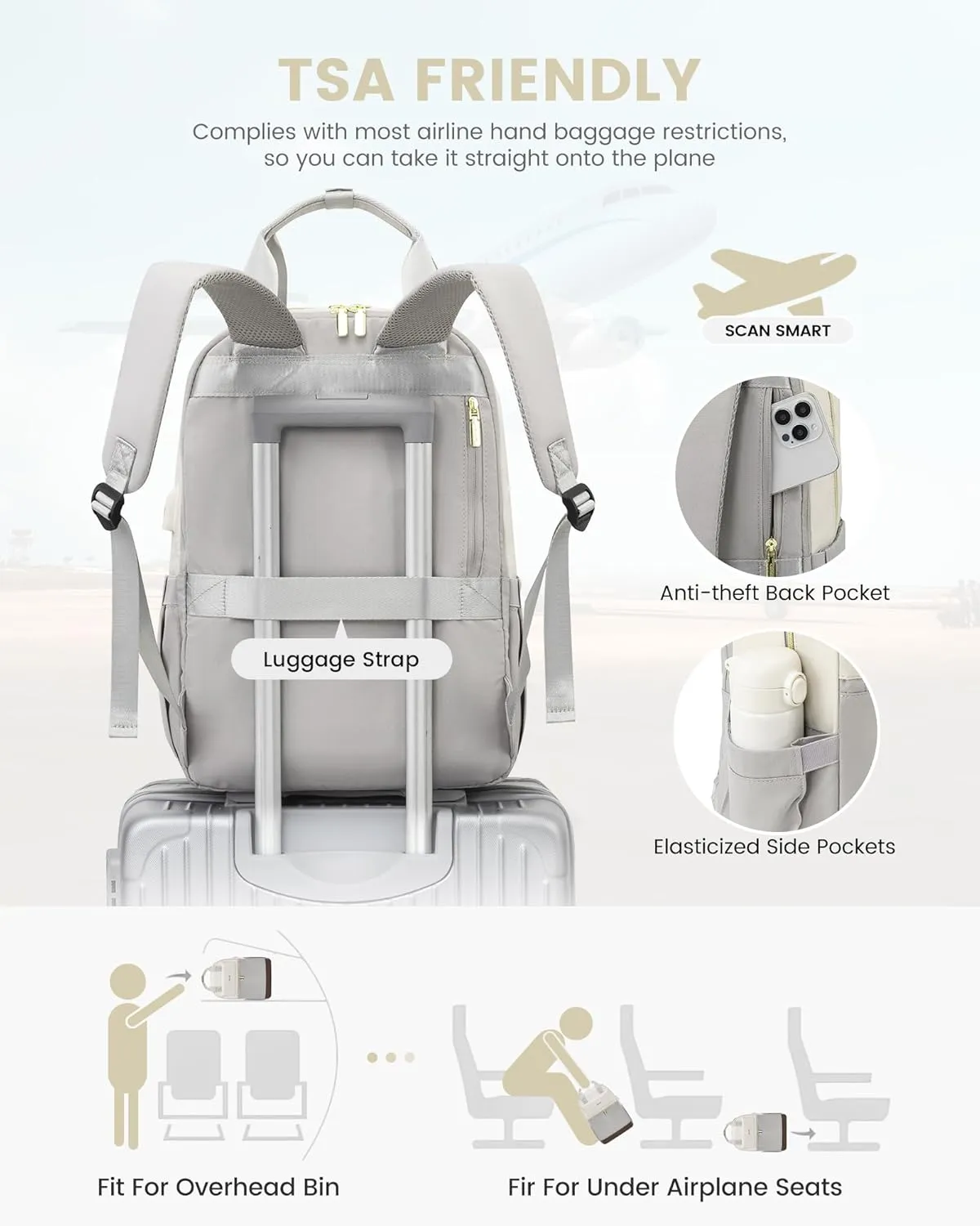 LOVEVOOK Laptop Backpack for Women, 15.6inch Laptop Bag with USB Port, Waterproof Travel Work Backpack Purse, Anti-Theft Backpacks Casual Computer Daypack Nurse Teacher Bag