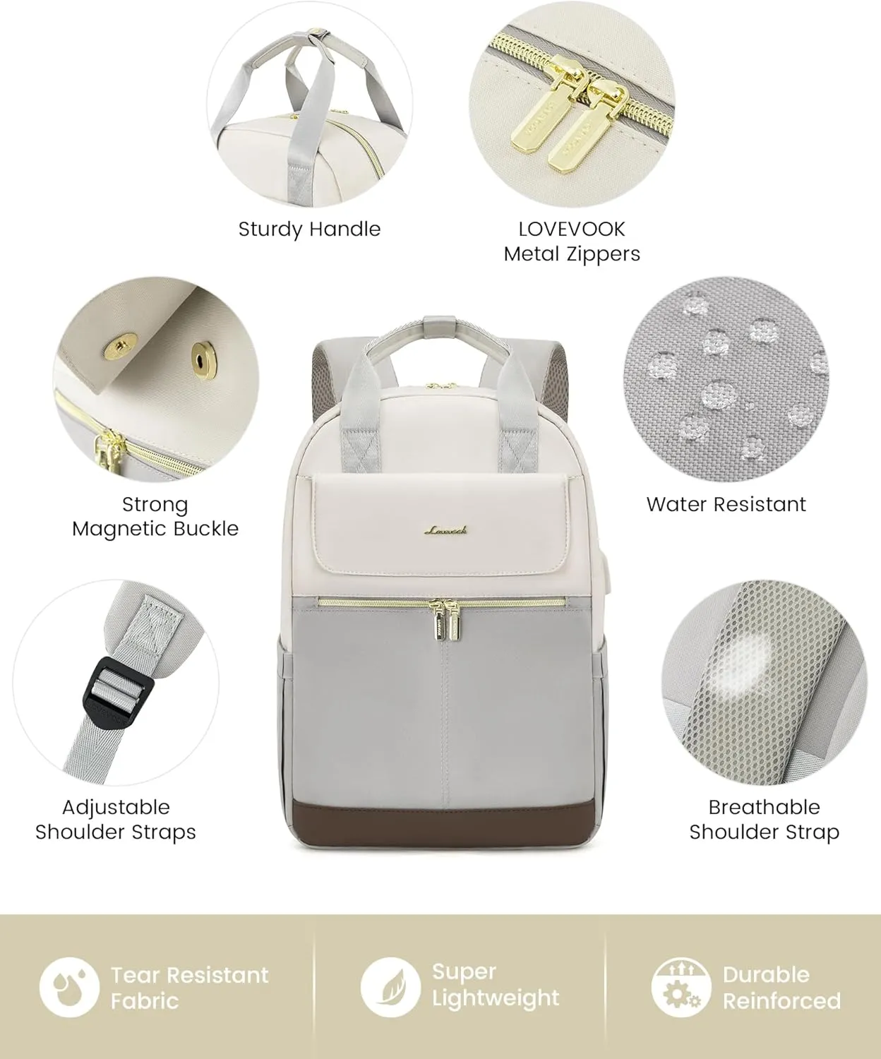 LOVEVOOK Laptop Backpack for Women, 15.6inch Laptop Bag with USB Port, Waterproof Travel Work Backpack Purse, Anti-Theft Backpacks Casual Computer Daypack Nurse Teacher Bag