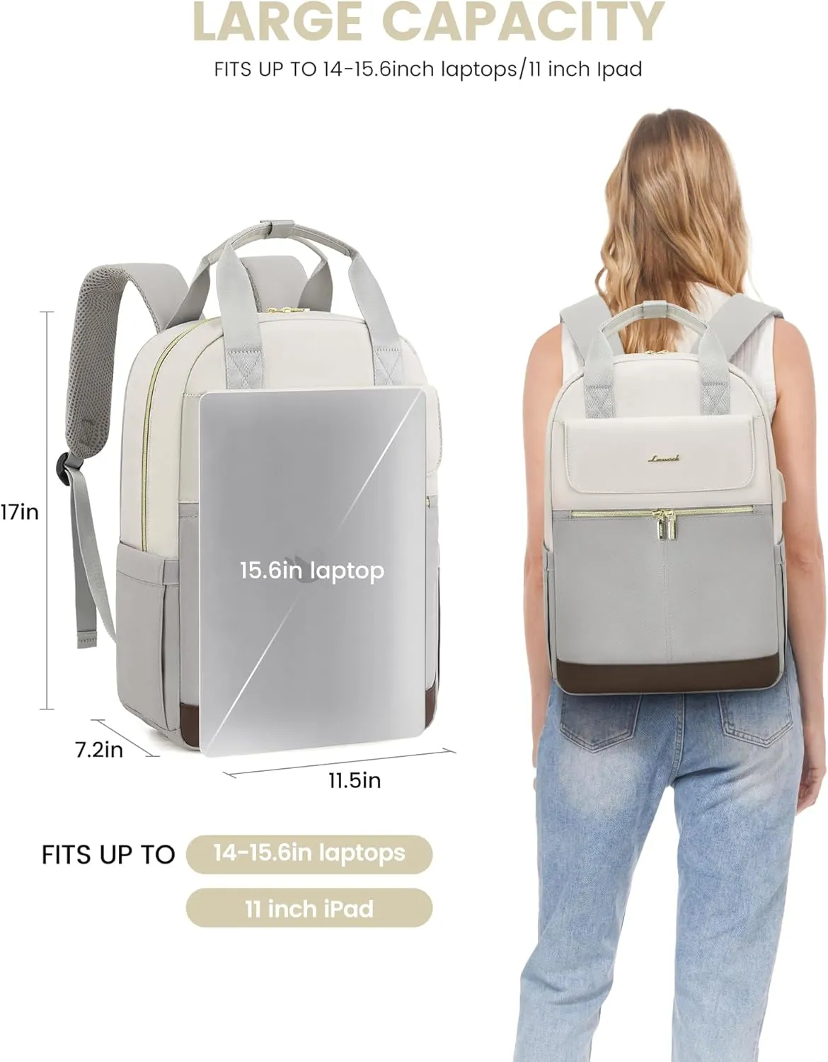 LOVEVOOK Laptop Backpack for Women, 15.6inch Laptop Bag with USB Port, Waterproof Travel Work Backpack Purse, Anti-Theft Backpacks Casual Computer Daypack Nurse Teacher Bag