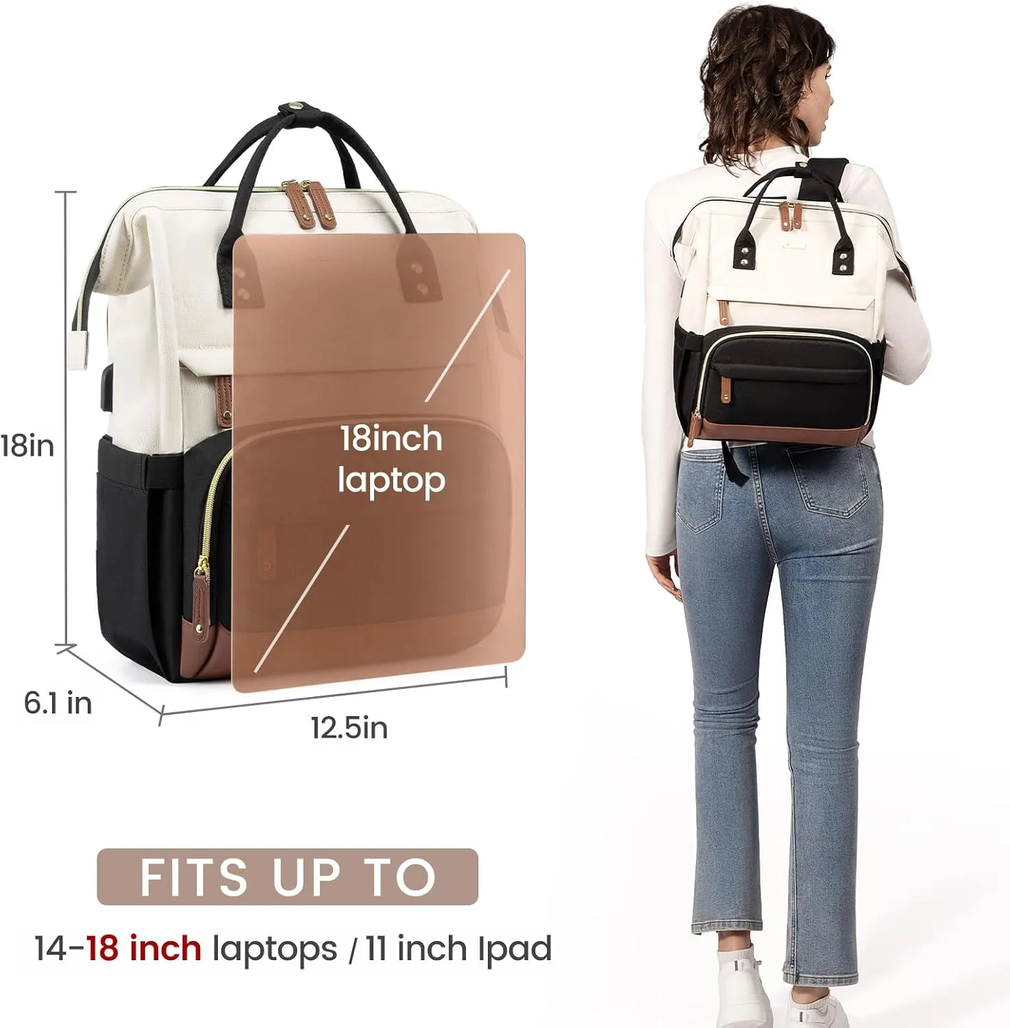 LOVEVOOK Laptop Backpack for Women, 18 Inch Work Business Backpacks Purse, Large Capacity Educators Doctor Nurse Bag Backbag, Waterproof Casual Daypack for Travel
