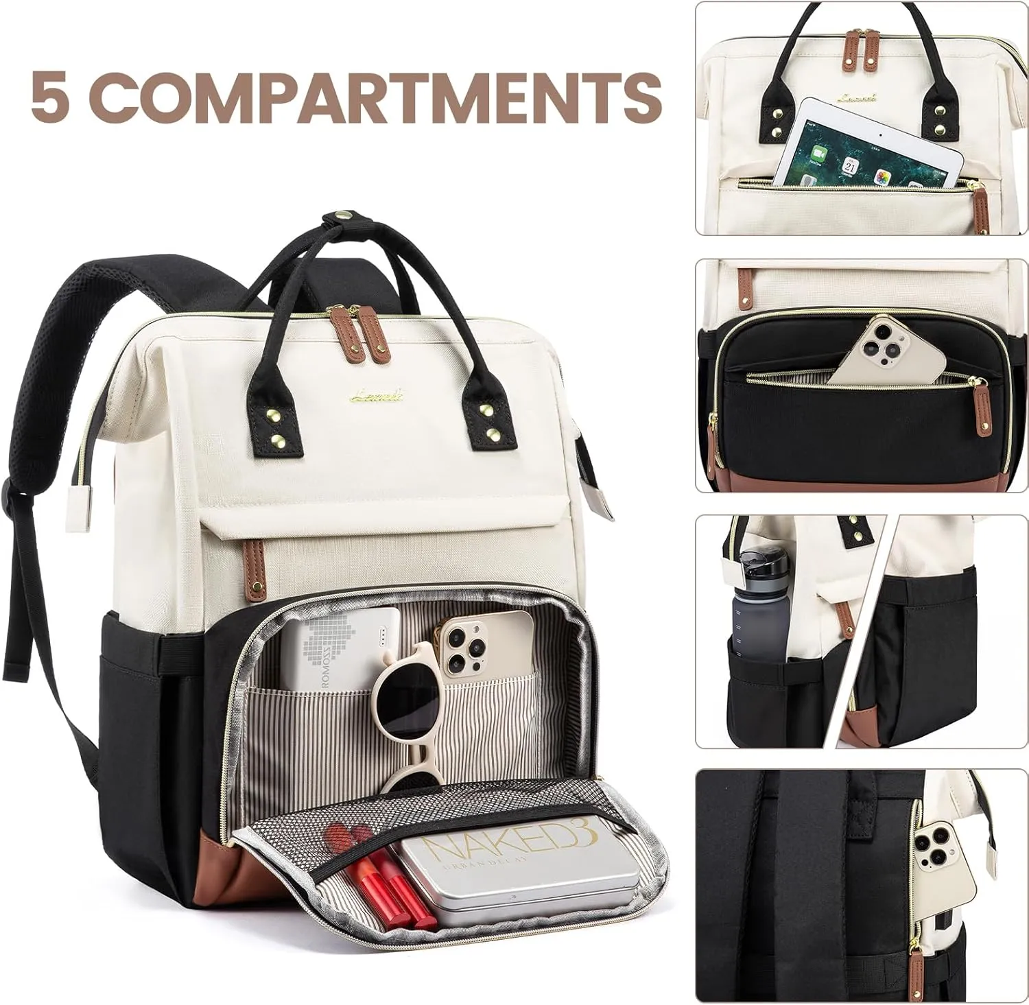 LOVEVOOK Laptop Backpack for Women, 18 Inch Work Business Backpacks Purse, Large Capacity Educators Doctor Nurse Bag Backbag, Waterproof Casual Daypack for Travel