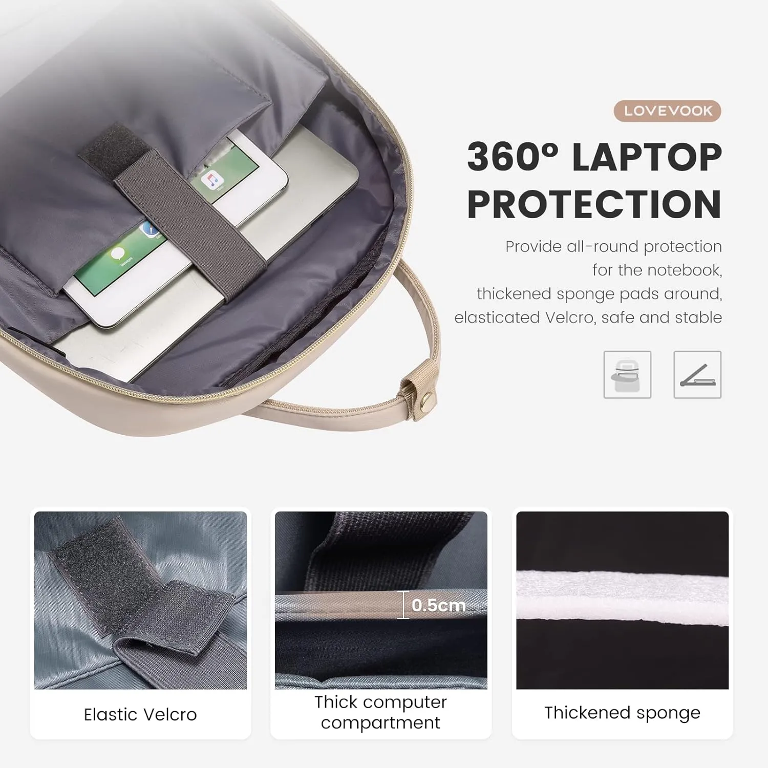 LOVEVOOK Laptop Backpack for Women, Water Resistant Travel Work Backpacks Purse Stylish College Business Teacher Nurse Computer Bag with USB Charging Port, Fits 17" Laptop
