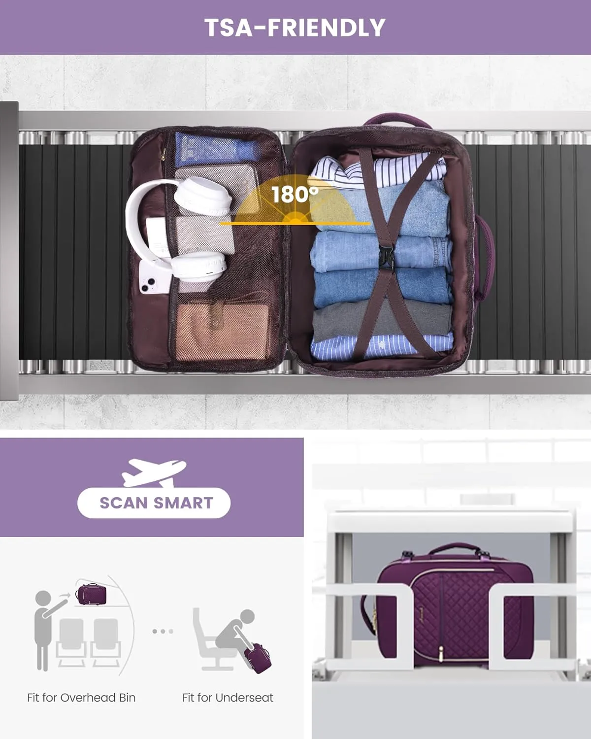LOVEVOOK Large Travel Laptop Backpack for Women, 40L Carry On Backpack Flight Approved,Waterproof Suitcase Backpacks with 3 Packing Cubes, Daypack Business College Weekender Overnight