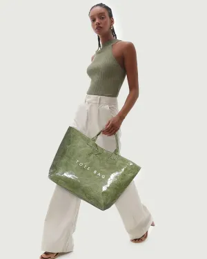 Lushandy Women's Letters Print Tote Hobo Handbag, 13.19 x 5.71 x 11.81 inches, 14.5L, PVC/Polyester, Velcro Closure, Trendy, Large, Unique Materials