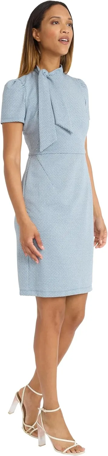 Maggy London Women's Flight Attendant Tie Neck Midi
