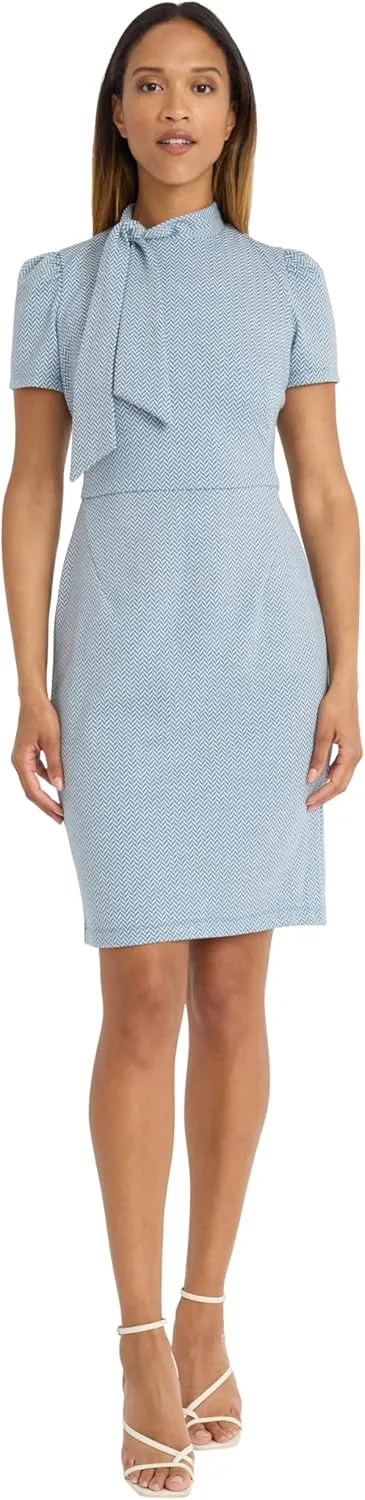 Maggy London Women's Flight Attendant Tie Neck Midi