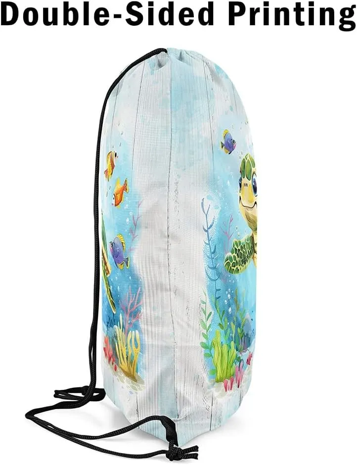 Manfei Summer Surfing Drawstring Backpack,Beach Surfboard Tropical Coconut Palm Trees Drawstring Bag