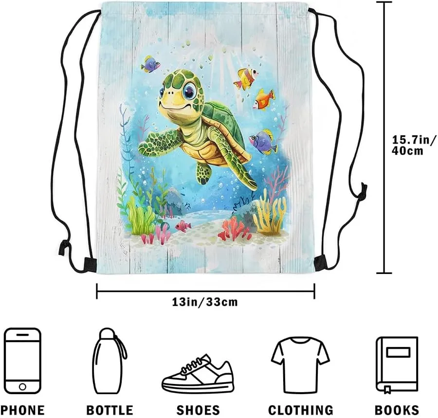 Manfei Summer Surfing Drawstring Backpack,Beach Surfboard Tropical Coconut Palm Trees Drawstring Bag
