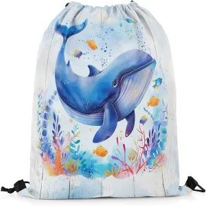 Manfei Summer Surfing Drawstring Backpack,Beach Surfboard Tropical Coconut Palm Trees Drawstring Bag