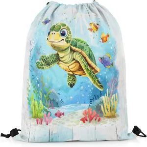 Manfei Summer Surfing Drawstring Backpack,Beach Surfboard Tropical Coconut Palm Trees Drawstring Bag