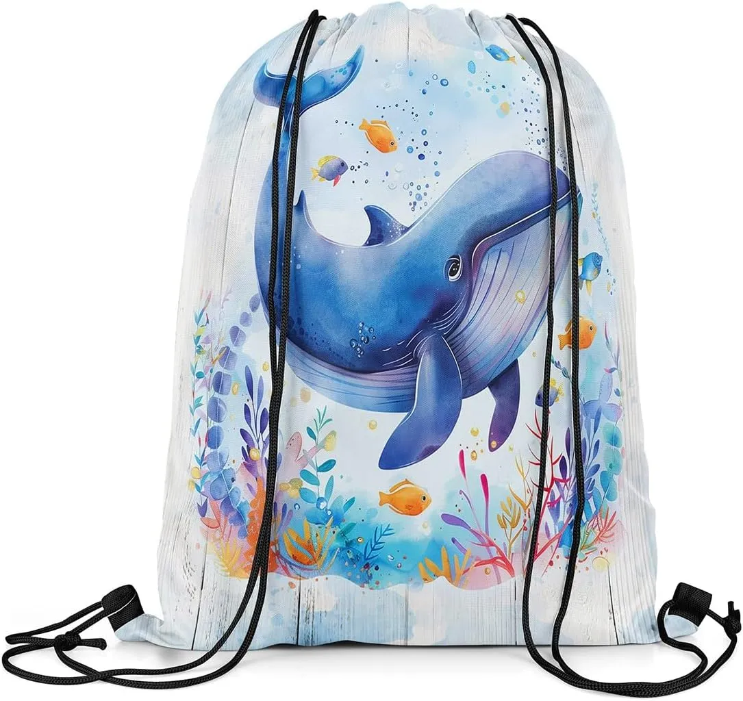 Manfei Summer Surfing Drawstring Backpack,Beach Surfboard Tropical Coconut Palm Trees Drawstring Bag