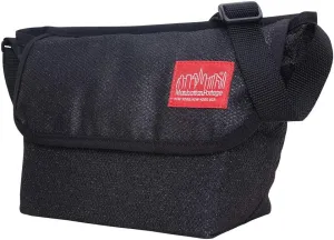 Manhattan Portage Midnight Mini NY Messenger Bag With Zip Pocket And Spacious Compartment Water Resistant Cordura 1000D (Black)