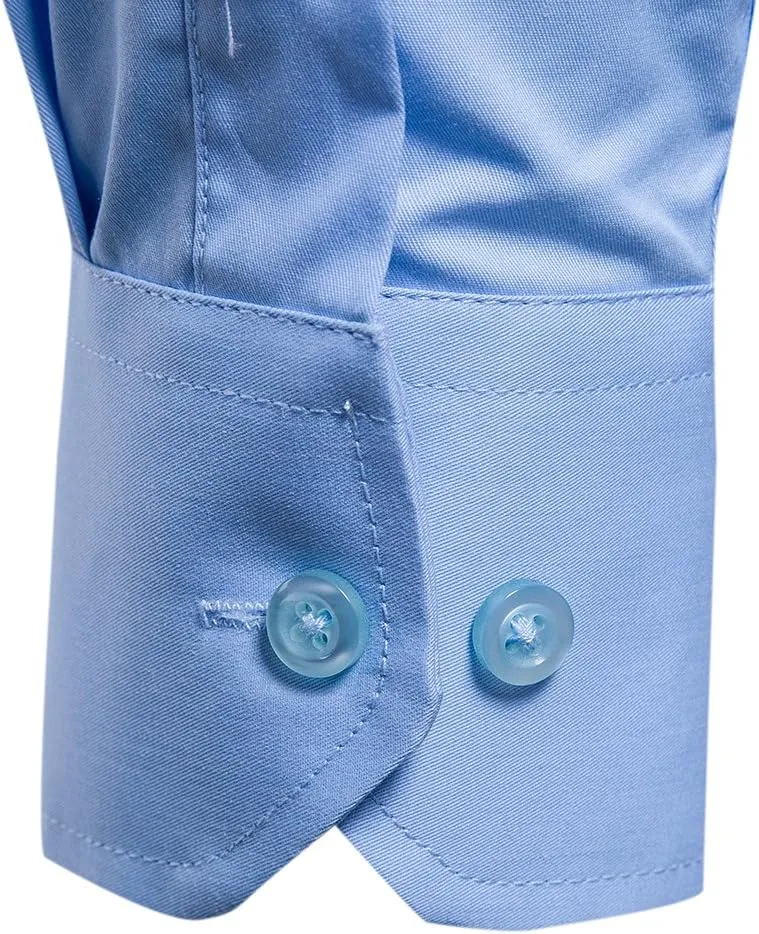 Manwan walk Men's Slim Fit Business Casual Cotton Long Sleeves Solid Button Down Dress Shirts