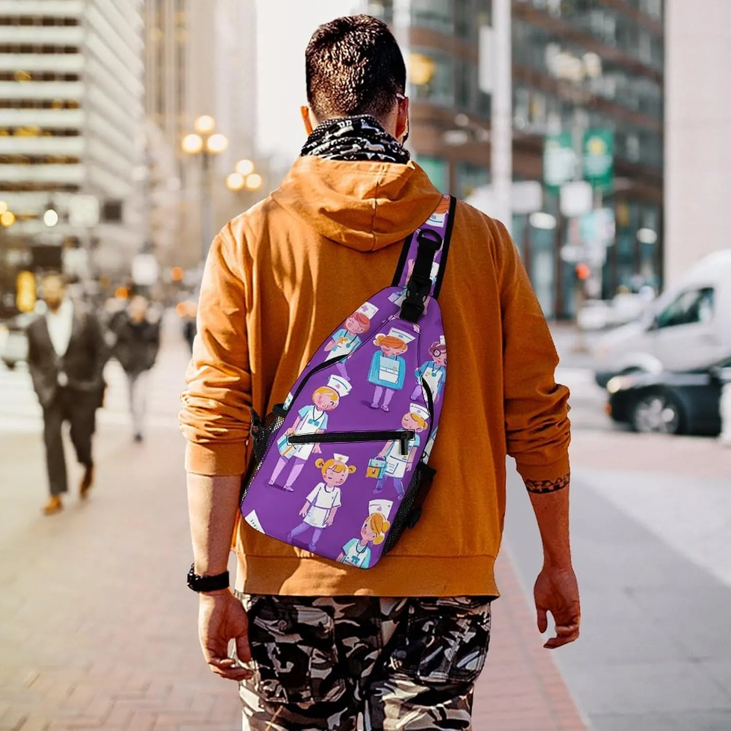 Many Cartoon Cats Crossbody Sling Bag, Travel Backpack, Hiking Sling Bags, Chest Bag, Shoulder Bags, Daypack