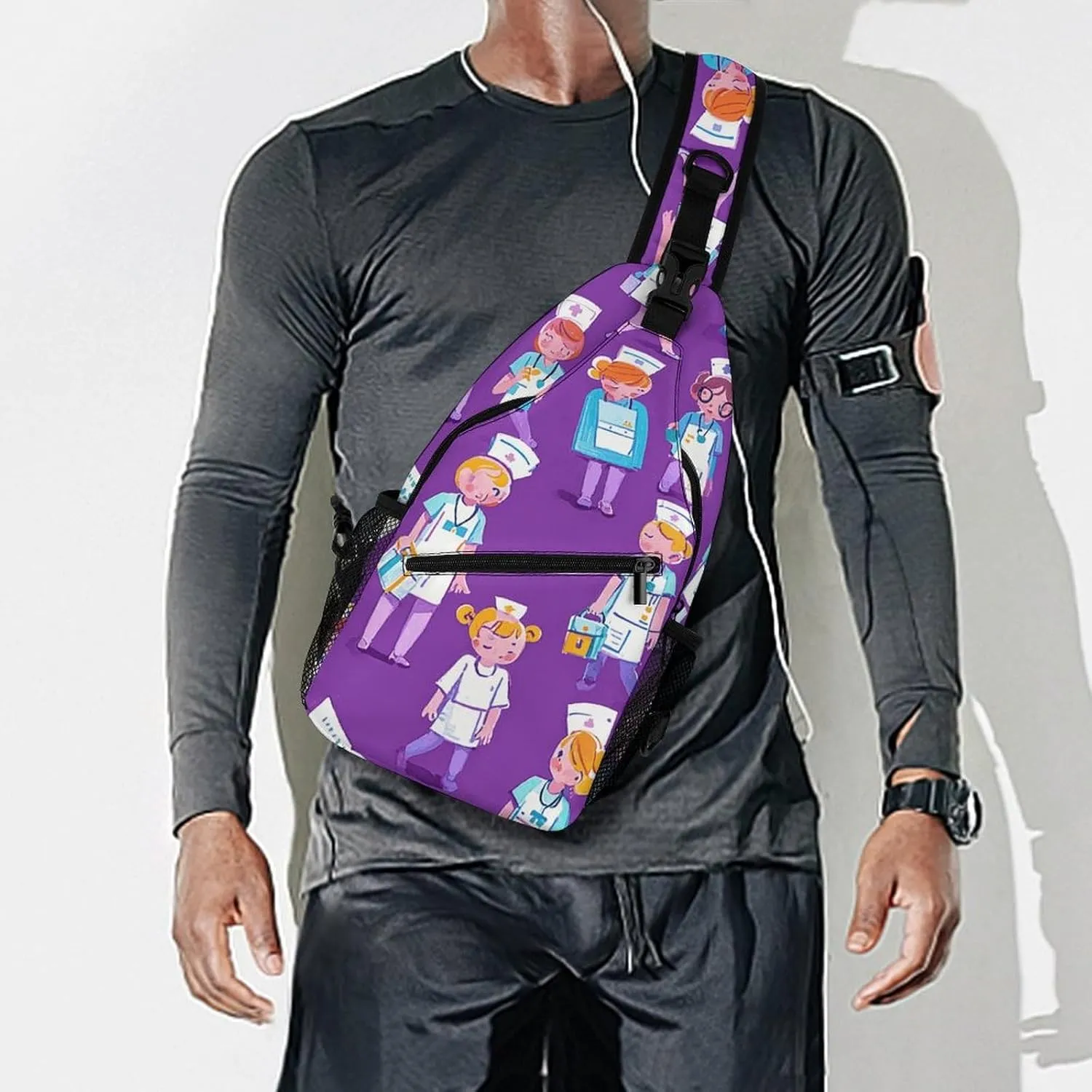 Many Cartoon Cats Crossbody Sling Bag, Travel Backpack, Hiking Sling Bags, Chest Bag, Shoulder Bags, Daypack