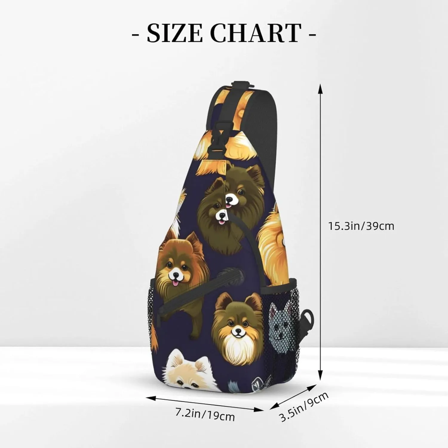 Many Pomeranians Pattern Unisex Casual Diagonal Chest Bag,Multipurpose Crossbody Shoulder Bag Travel Hiking Daypack