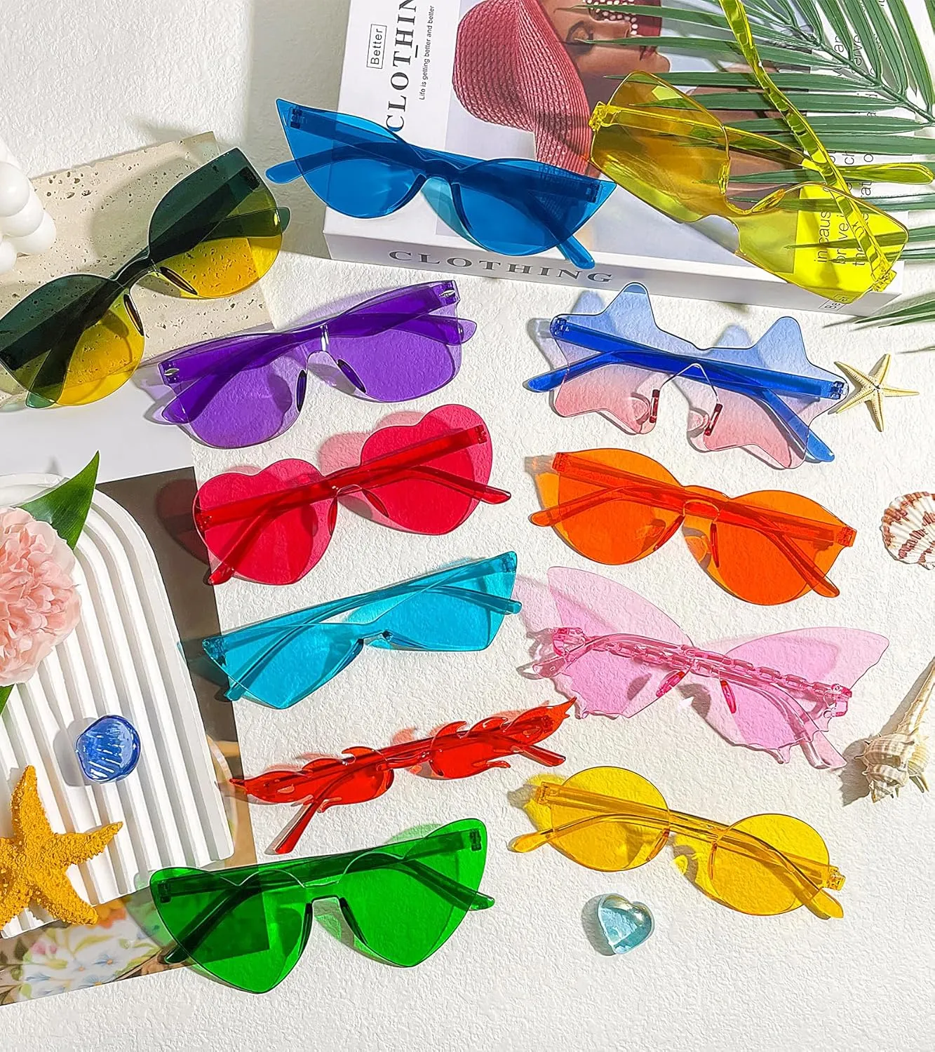 Matcheck 24/48 Mixed Style Rimless Sunglasses Retro Colored Party Glasses Funny Bachlor Pool Costume Accessories
