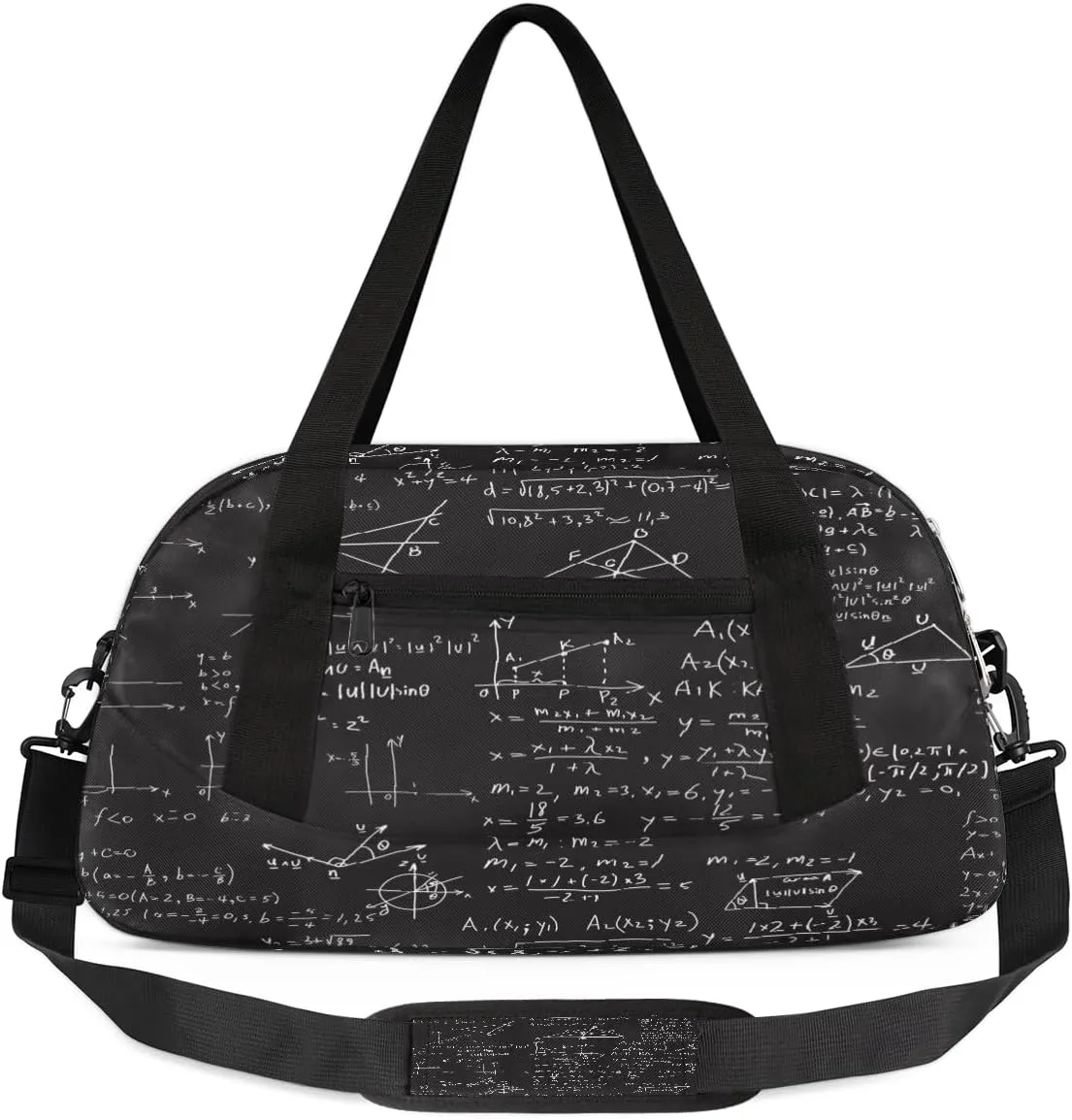 Mathematical Formulas Kids Overnight Duffle Bags for Girls Boys, Black Lightweight Sports Gym Bag for Kids，Small Overnight Weekender Carry on Travel Bags Dance Bag