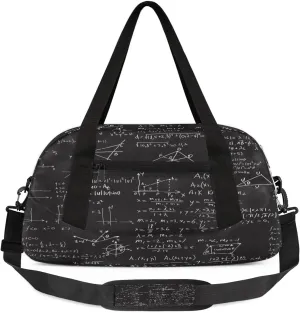 Mathematical Formulas Kids Overnight Duffle Bags for Girls Boys, Black Lightweight Sports Gym Bag for Kids，Small Overnight Weekender Carry on Travel Bags Dance Bag