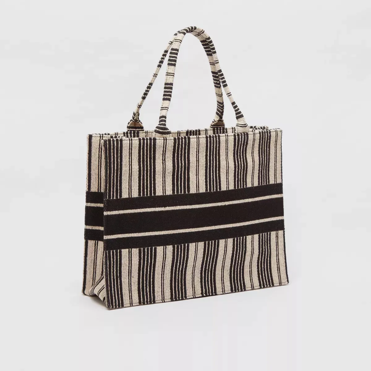 Max Dubai - Striped Tote Bag with Dual Handles
