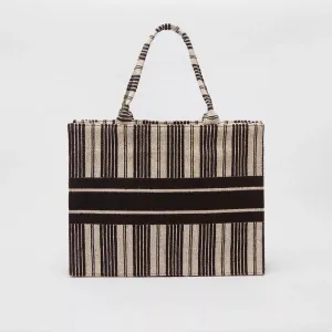 Max Dubai - Striped Tote Bag with Dual Handles
