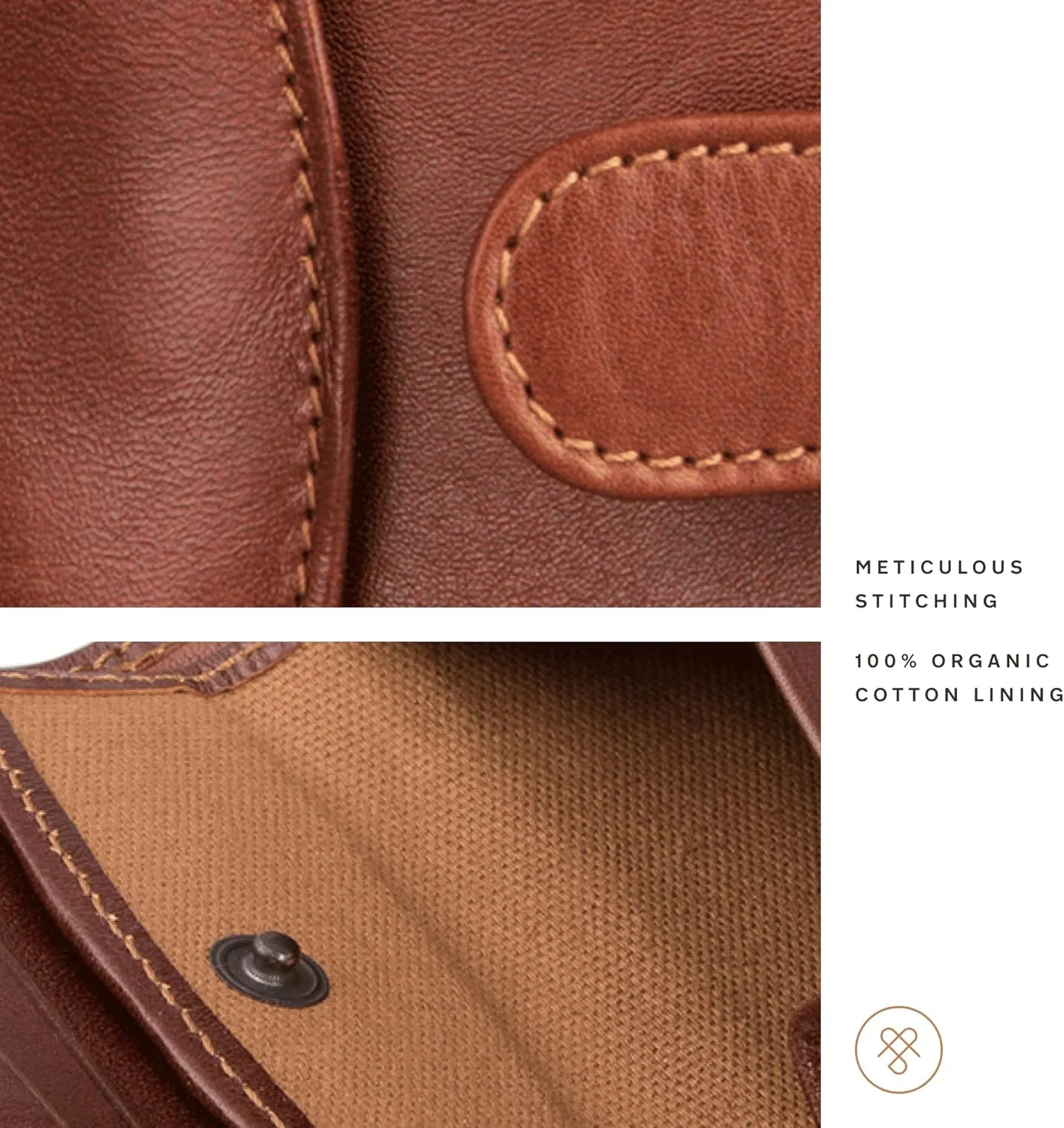 Maxwell Scott - Mens Compact Luxury Leather Mens Small Wallet with Button Fastener - Made in Italy - The Pietre Chestnut Tan