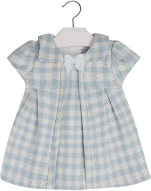 Mayoral Baby Girls 3M-24M Sky-Blue/Ivory Houndstooth Wool Blend Dress