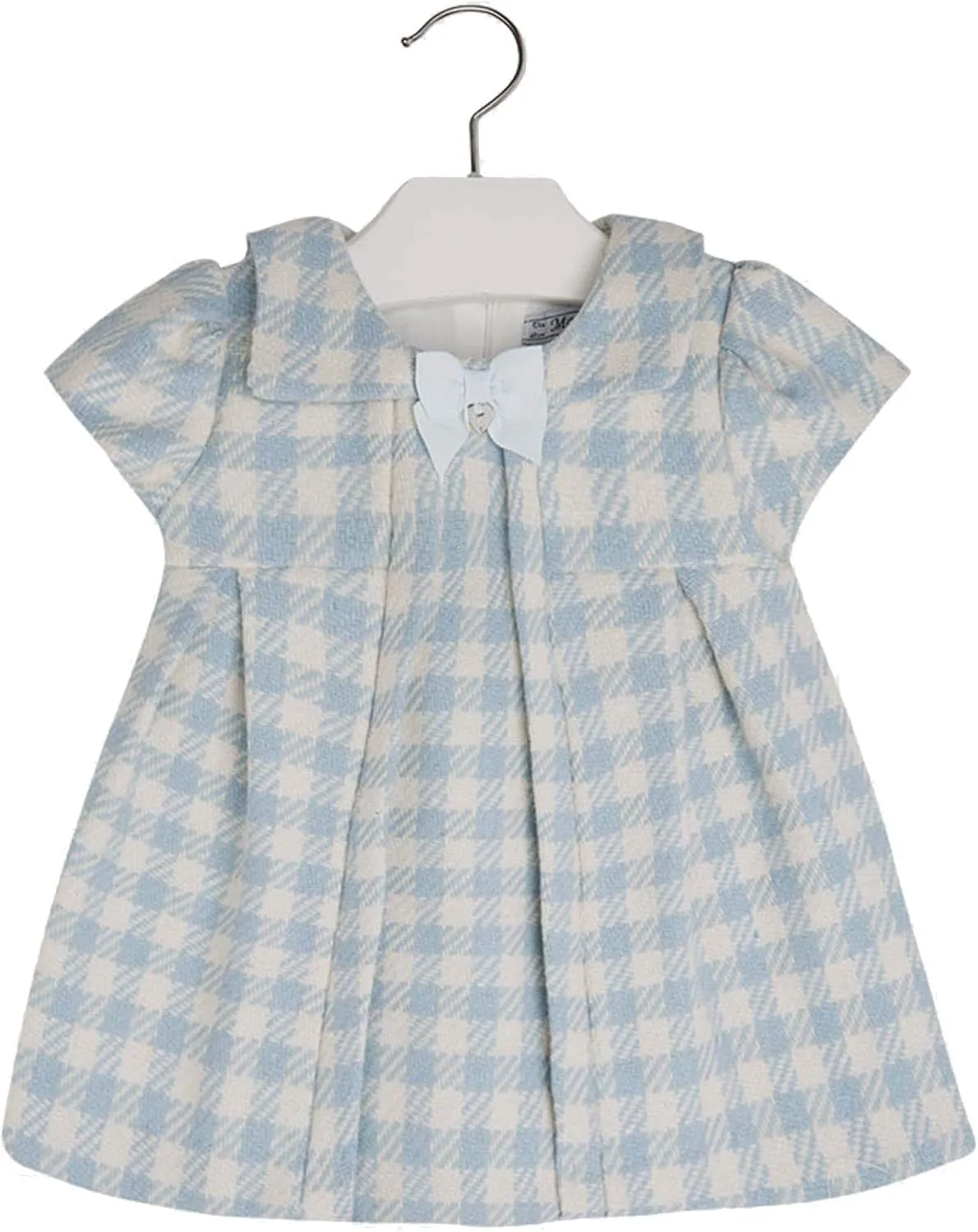 Mayoral Baby Girls 3M-24M Sky-Blue/Ivory Houndstooth Wool Blend Dress