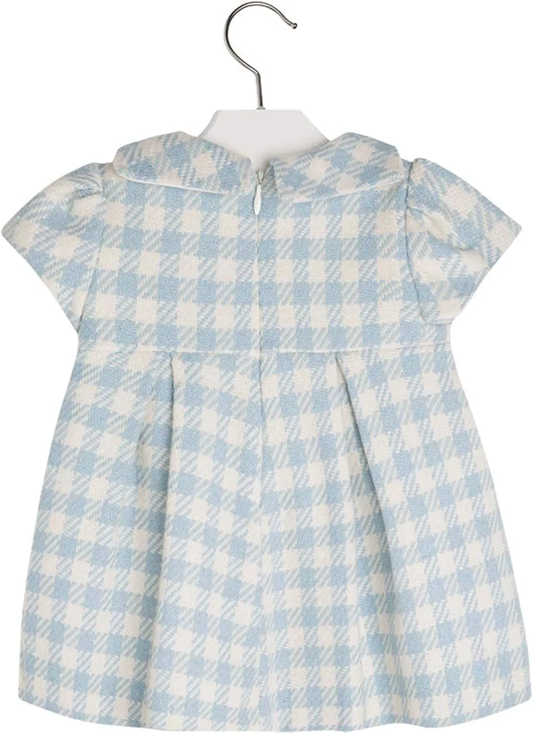 Mayoral Baby Girls 3M-24M Sky-Blue/Ivory Houndstooth Wool Blend Dress