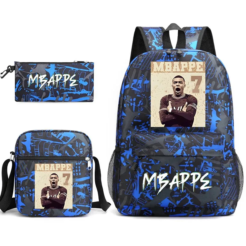 MBappe school bag 3-piece set student backpack bag