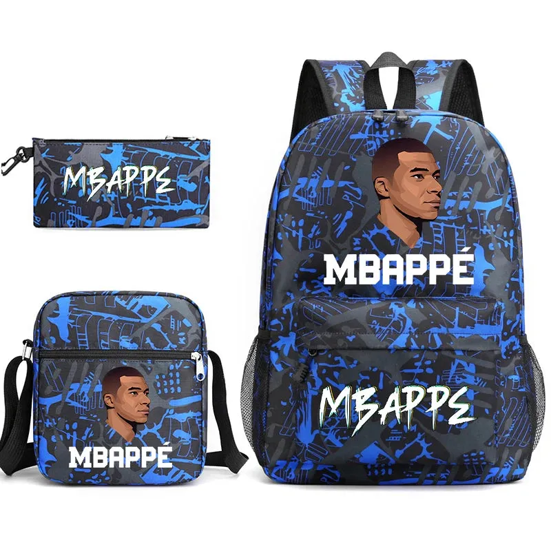 MBappe school bag 3-piece set student backpack bag