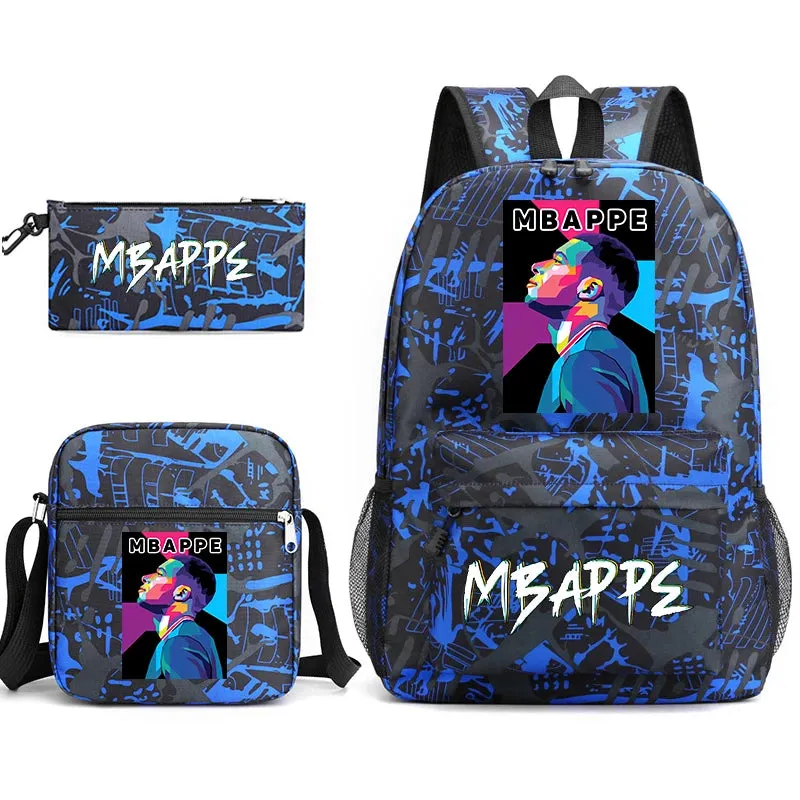 MBappe school bag 3-piece set student backpack bag