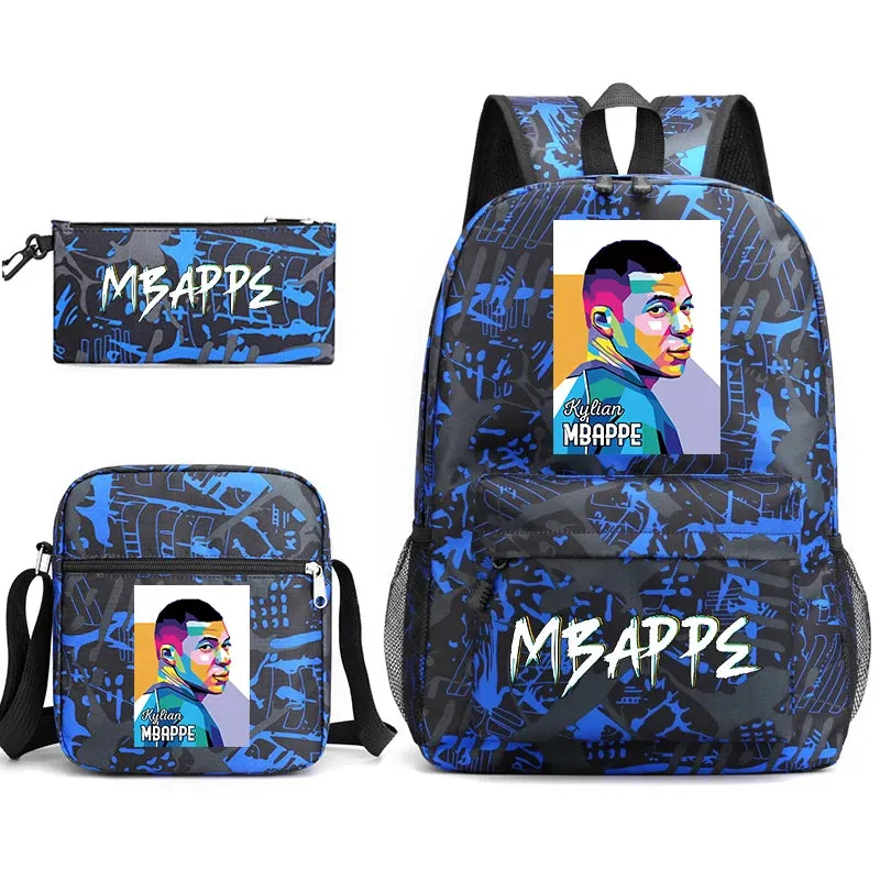 MBappe school bag 3-piece set student backpack bag