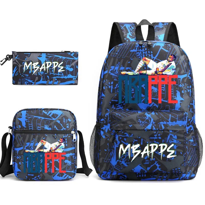 MBappe school bag 3-piece set student backpack bag