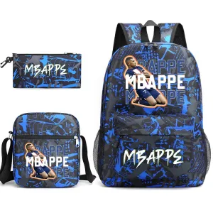 MBappe school bag 3-piece set student backpack bag