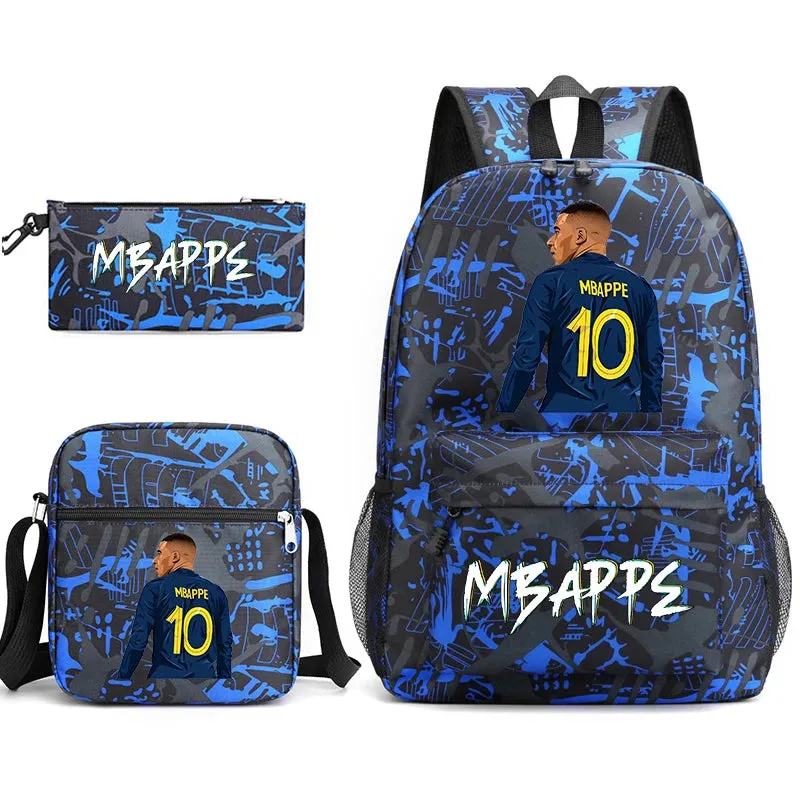 MBappe school bag 3-piece set student backpack bag