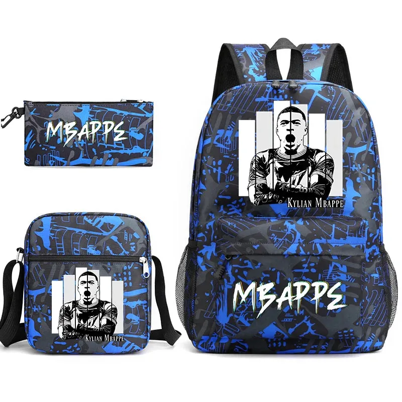 MBappe school bag 3-piece set student backpack bag