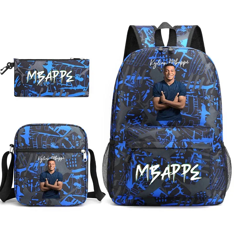 MBappe school bag 3-piece set student backpack bag