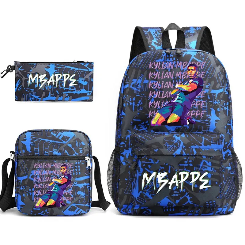 MBappe school bag 3-piece set student backpack bag