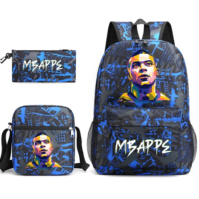 MBappe school bag 3-piece set student backpack bag