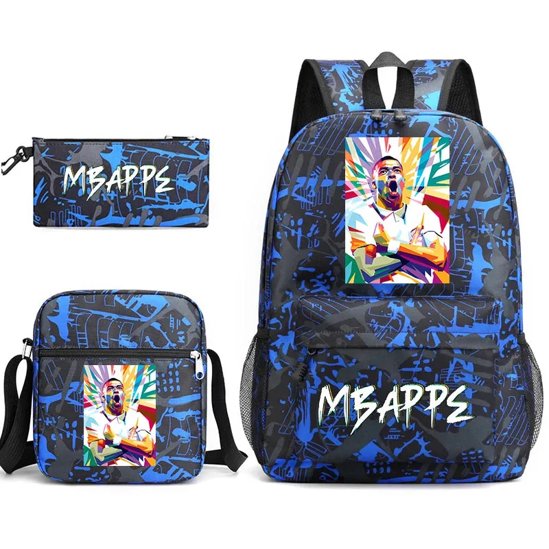 MBappe school bag 3-piece set student backpack bag