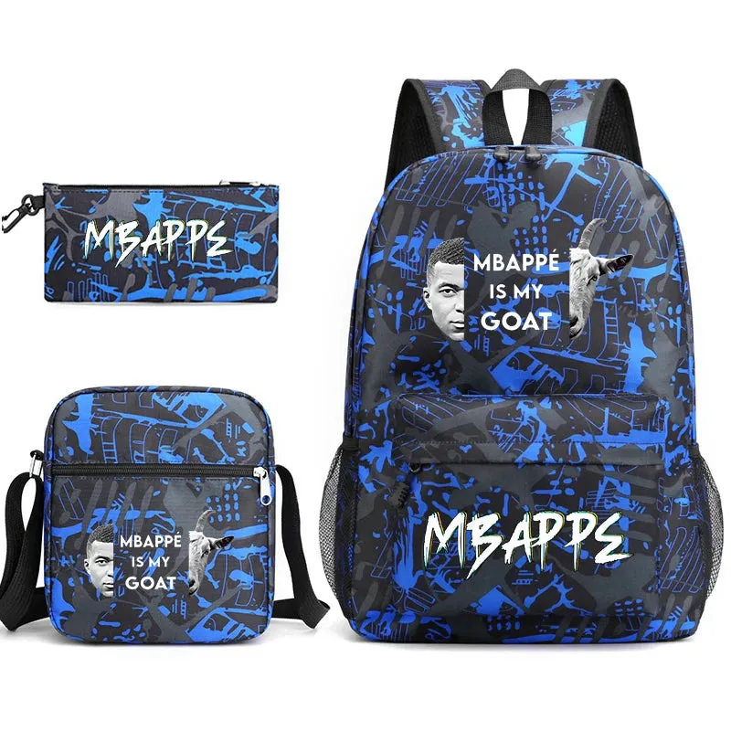 MBappe school bag 3-piece set student backpack bag